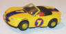 Tyco Mazda Miata convertible in yellow with blue and red, #7